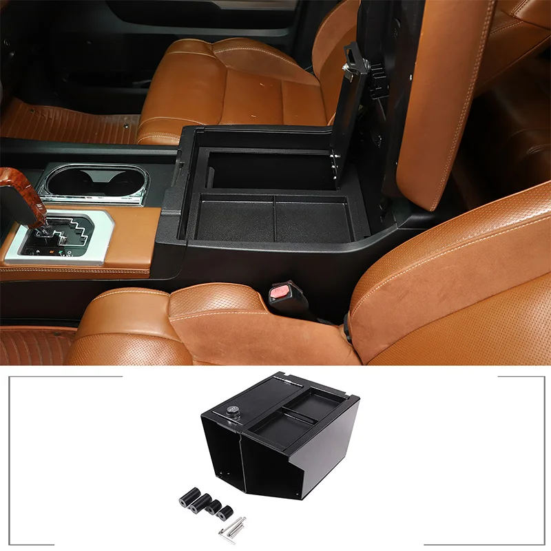 Carbon Steel Password Lock Security Safe Box Armrest Storage Privacy Protection For Toyota Tundra 2014-2021 Car Accessories