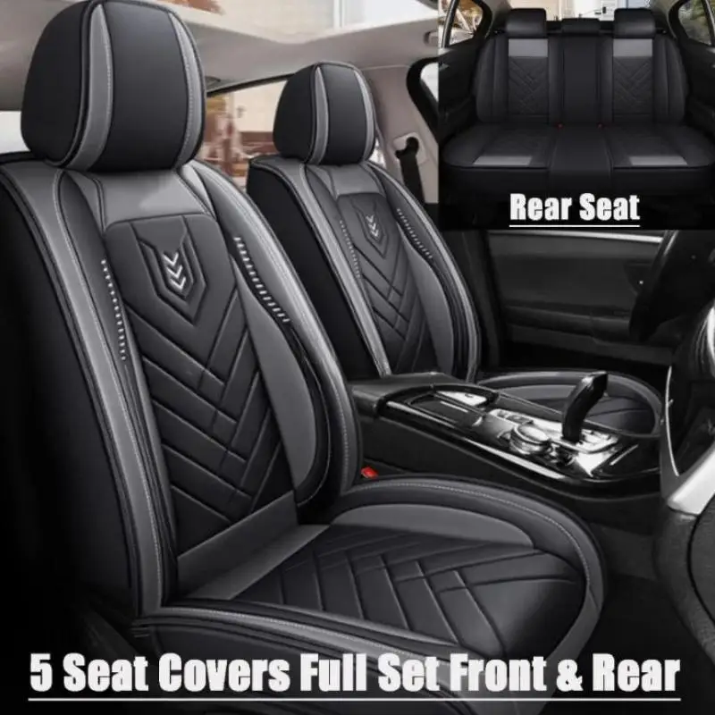 Universal Car 5-Seat Covers Faux Leather Full Set Protector Cushion For Nissan Auto Seat Cushion Cover Leather Seat Accessories