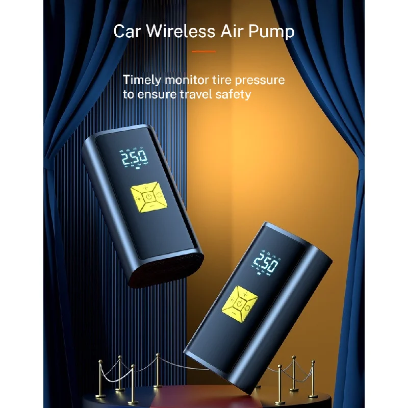 سيارة لاسلكية حاقن الهواء منفاخ إطارات كهربائي ضاغط هواء محمول مصباح ليد للسيارات والدراجات النارية والدراجات