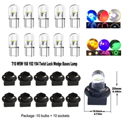 10pcs T10 W5W 194 168 Dash Instrument White blue red green LED Light Bulbs Bright Panel Gauge Cluster Dashboard LED Light Bulbs