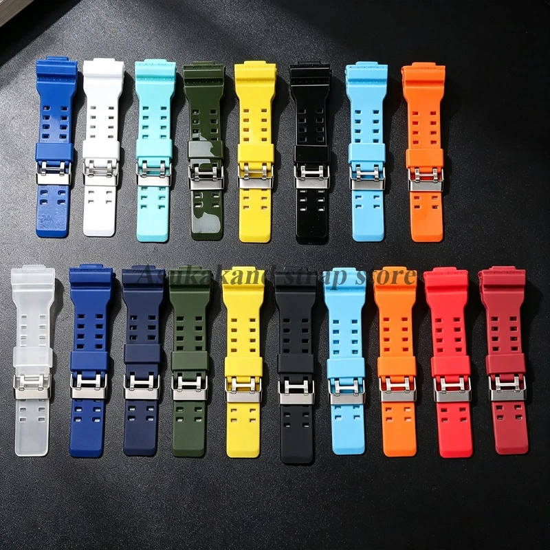 16 mm Silikonarmband für Casio für GA-100/110/140/200/400/700 G-8900 GW-8900 GD-100, wasserdichtes Sport-Harz-Uhrenarmband für Herren und Damen