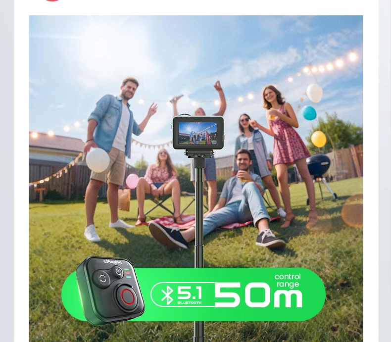 Für DJI Osmo Action 360/Action 6 5 4 Drahtlose Fernbedienung 50 m Entfernung Controller Sport Kamera Zubehör mit Handschlaufe – Detail 6