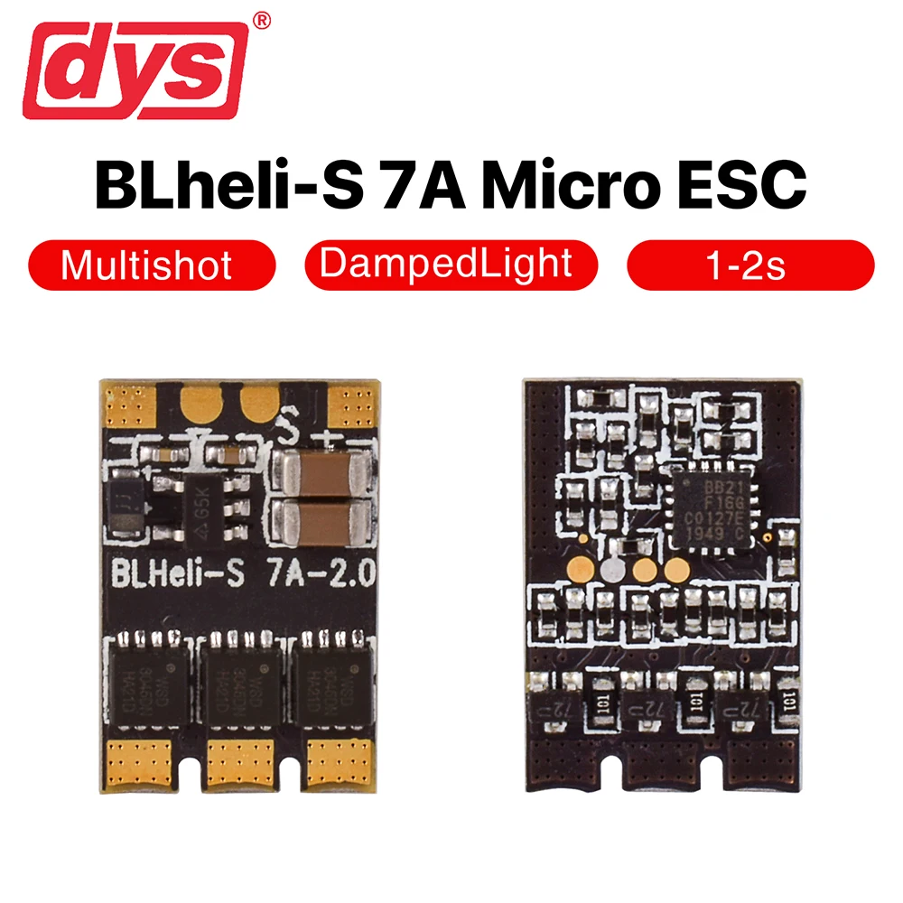 DYS XSD 7A BLheli_S RC ESC Micro Speed Controller Dshot600 / Dshot300 / Oneshot42 / Multishot 1-2s for DIY FPV Racing Drone