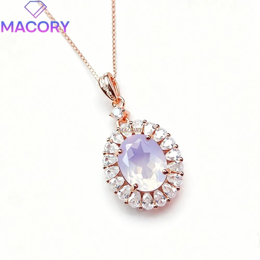 Natural Lavender Amethyst Pendant Necklace 925 Sterling Silver Fashion Design Clear and Natural Valentine's Day Gift