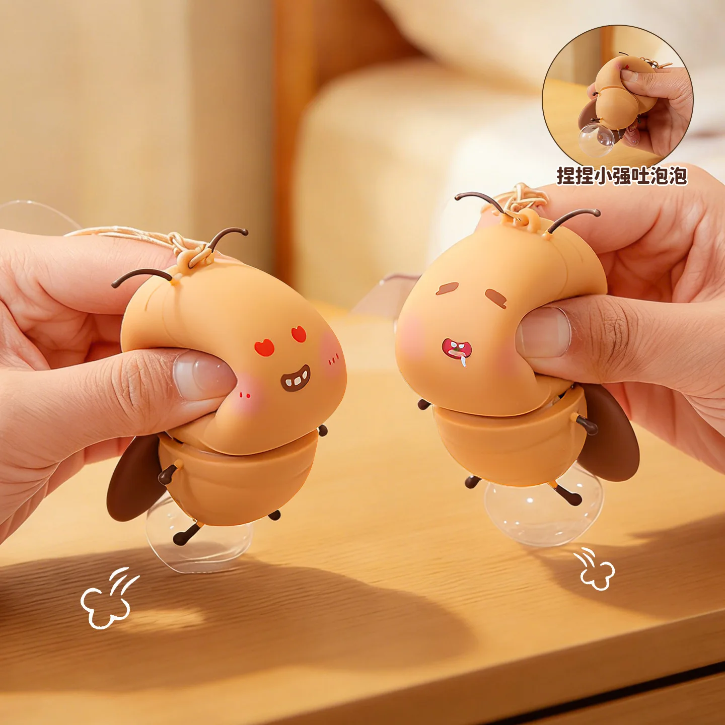 Squishy Stress Relief Keychain- Cute Squeeze Toy for Purse & Keys, Perfect Birthday Present Original Stress Relief Bug Keychain