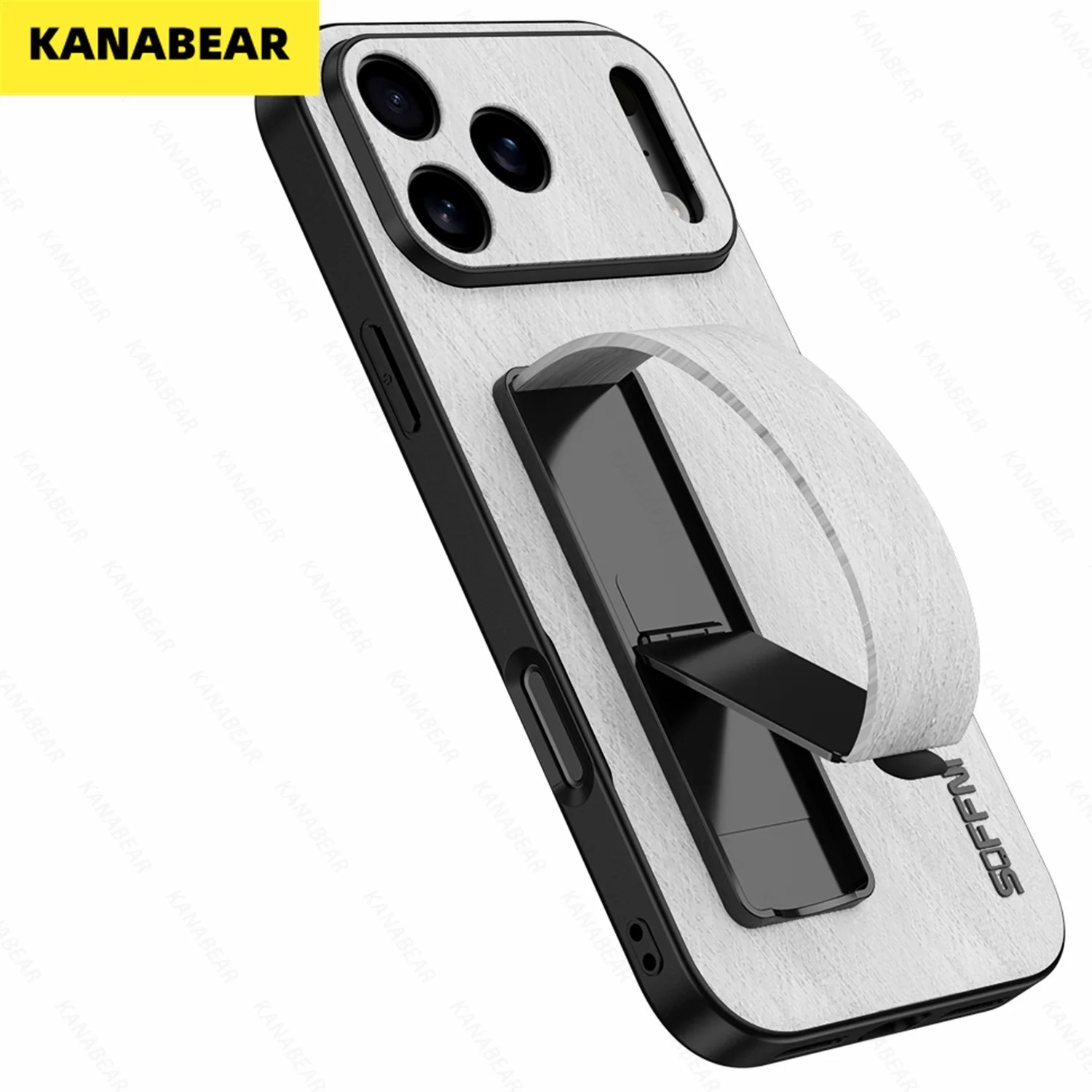 

Electroplated Brushed Texture Case for iPhone 17 Pro Max, Wristband Stand Design Full Body Shockproof Premium Cover