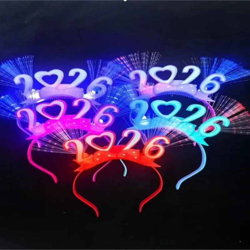 2026 Nuove fasce per capelli in fibra ottica digitale LED lampeggiante Concerto incandescente Copricapo Evento di Capodanno Atmosfera Bar Puntelli Forniture