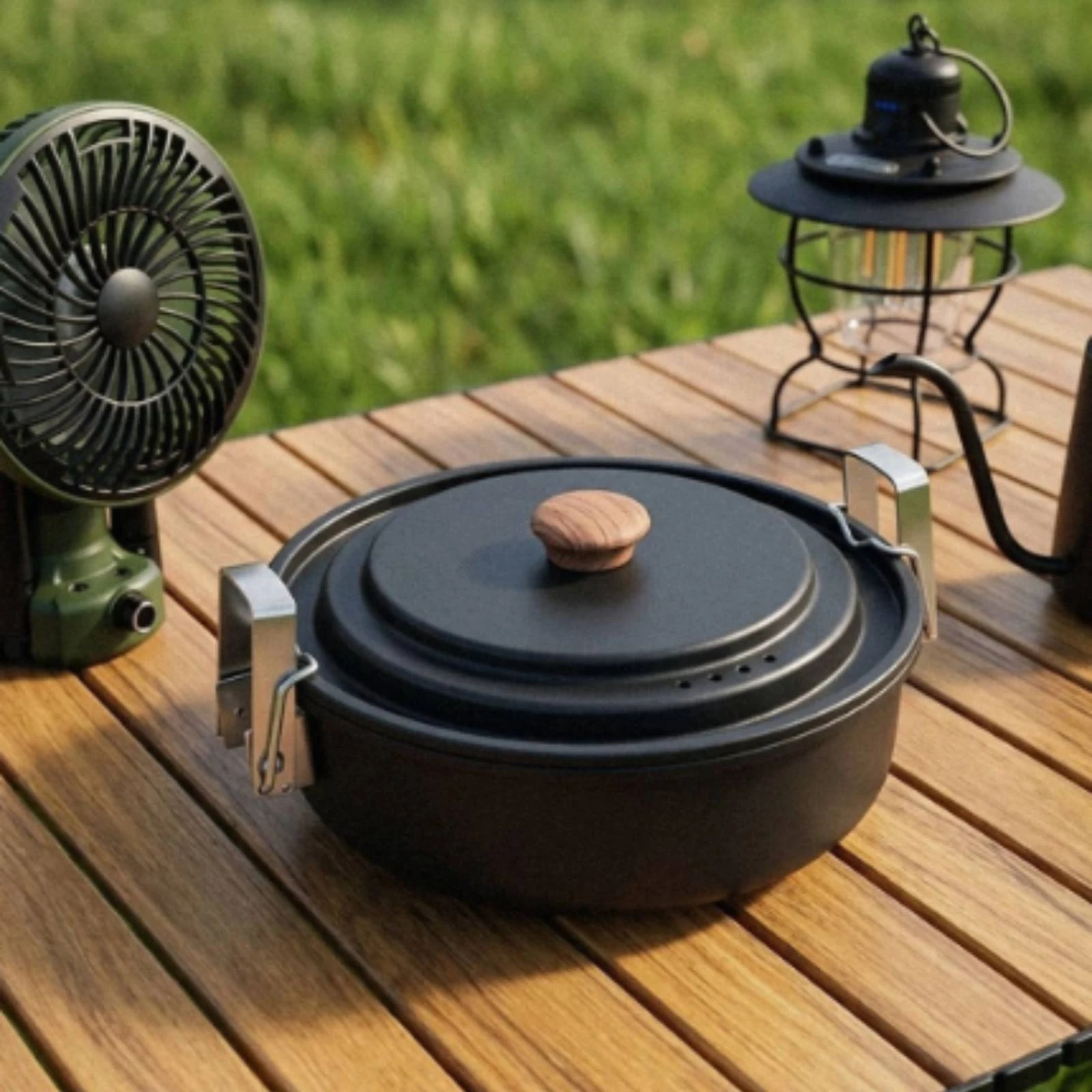 6 Pieces Nesting Outdoor Cookware Set Portable Outdoor Cookware Collection with Storage Bag for Hiking, Picnics