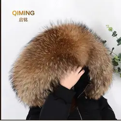 Real Natural Raccoon Fur Collar Winter Women's Coat Hooded Solid Collar Fur Removabl Neck Scarves Scarf Women Luxury scarfs