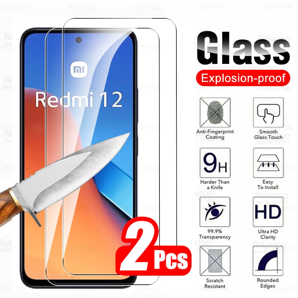 زجاج مقسى واقي للشاشة HD ، غشاء واقي الشاشة ، mi 12 ، Redmi 12 ، 4G ، 5G ، Xiaomi red "، 2