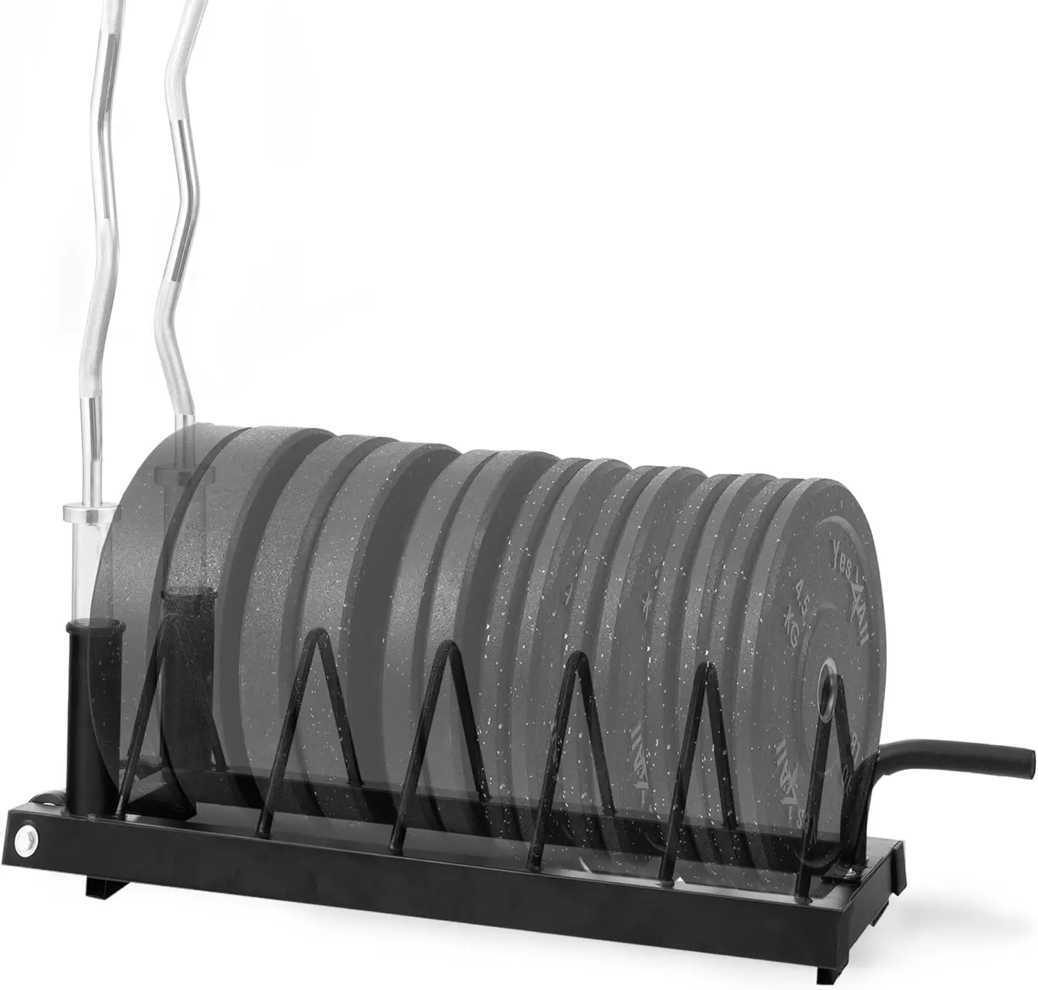 

Portable Horizontal Steel Barbell Rack 5-Space Small Weight Plate Storage