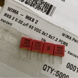 20pcs/lot German WIMA MKS2 0.22UF/224/220NF 63V 5% audio audiophile infinite capacitor free shipping