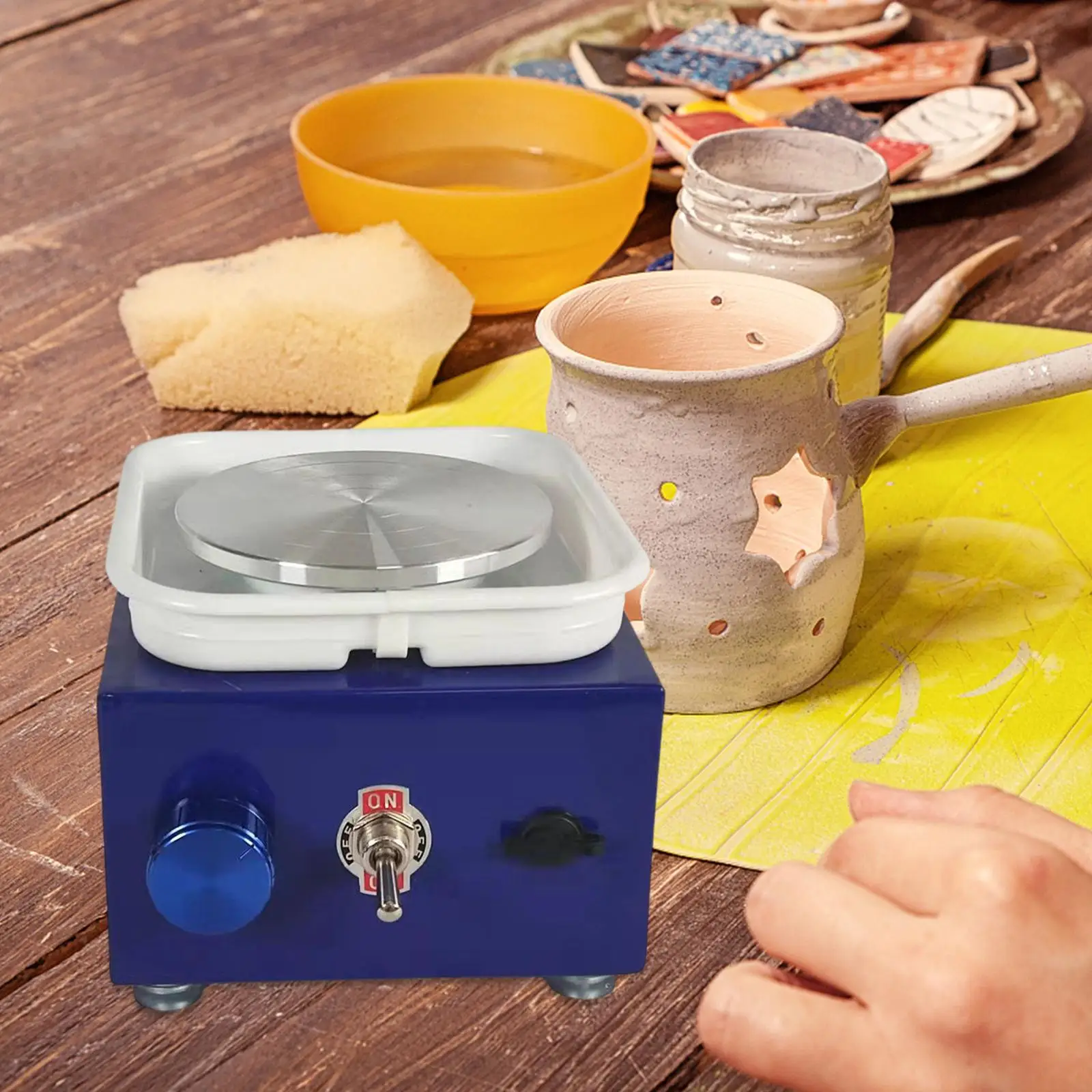 Electric Pottery Wheel Ceramic Tool Kit with Variable Speed Control for Studio Pottery and Kids Educational Craft Projects
