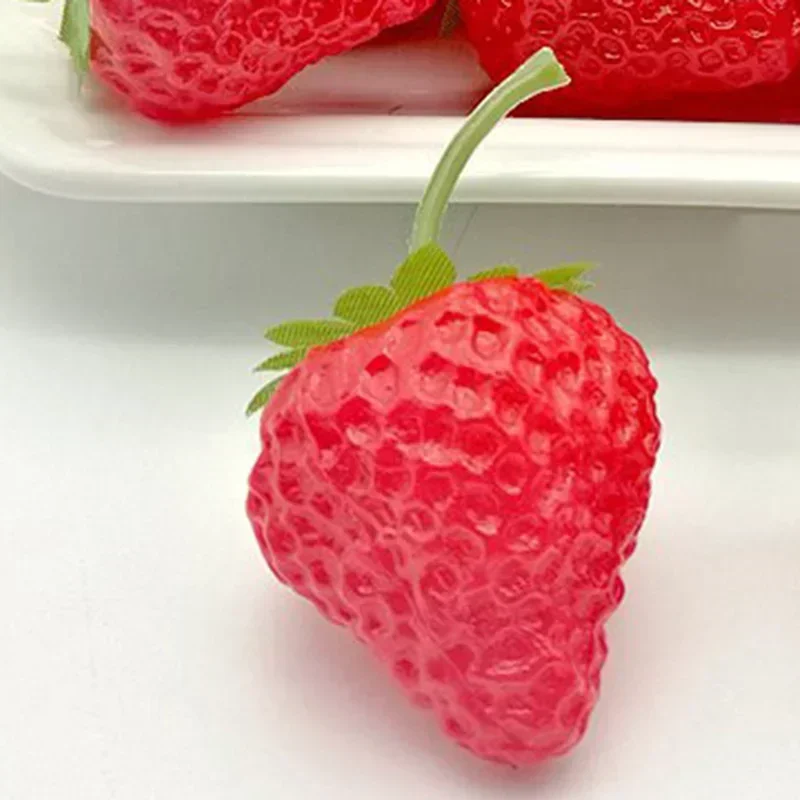 Stimulation Artificial Plastic Strawberry Fruit Fake Display For Kitchen Home Foods Decor Support Wholesale Tools Parts