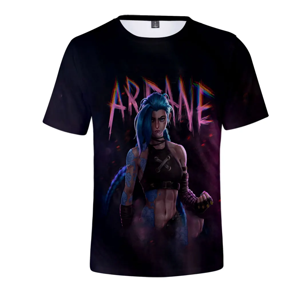 2023 New Summer Funny Arcane Jinx 3D Printed Men and Women Short-sleeved Casual T-shirt All-match Streetwear T Shirt Tops