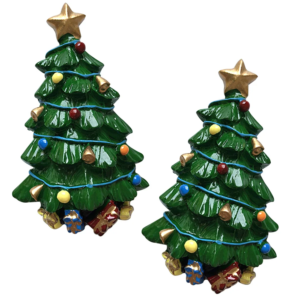 

2Pcs Christmas Tree Fridge Magnets Resin Refrigerator Decor Stereo Design Magnet Hold for Fridge Microwave Oven