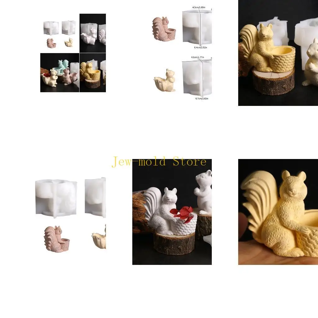 

C71B Pack of 2 Silicone Squirrel and Basket Mould for Handmade Storage Box Creations