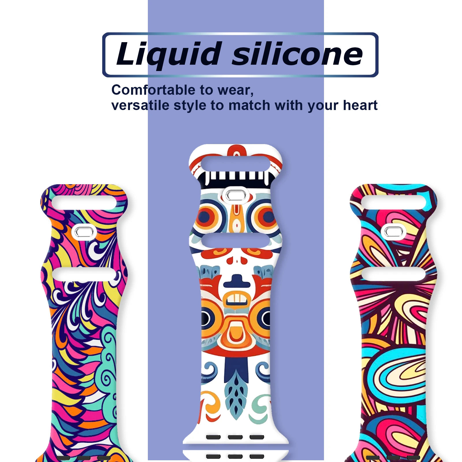 Cinturino colorato con stampa serie Totem per Apple Watch 11/10/9/SE, cinturino di ricambio in silicone morbido impermeabile per 46 mm/45 mm/44 mm/42 mm