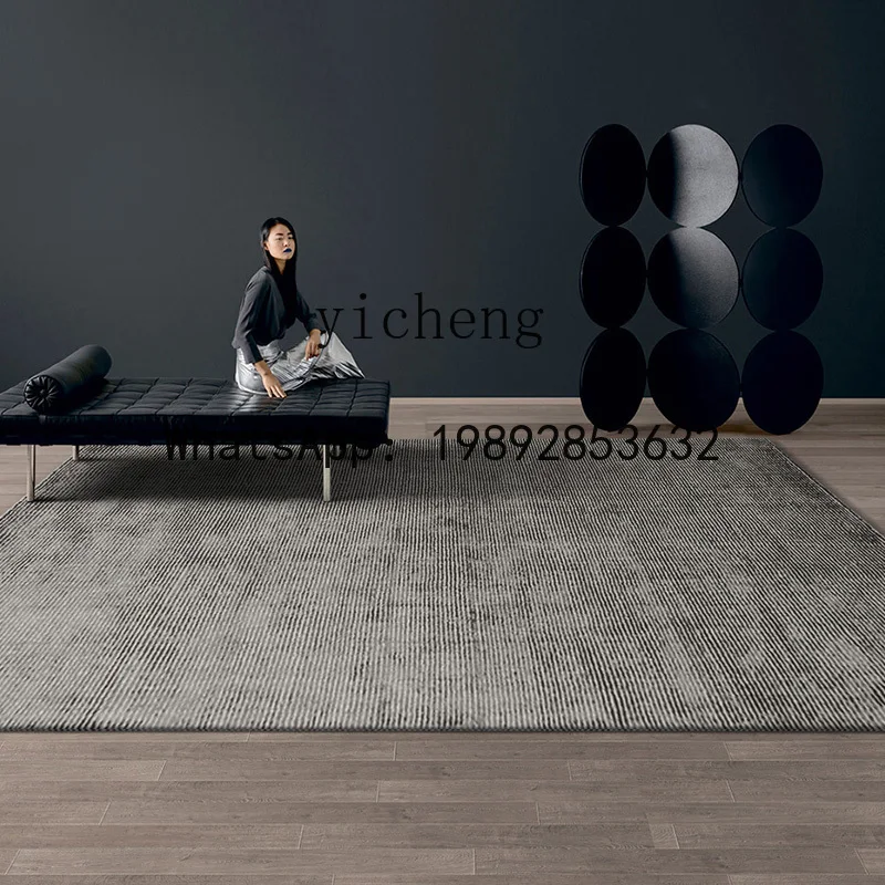 High-End Carpet Living Room Coffee Table Rug Premium Black and White Striped Bedroom Dirt-Resistant Short-Pile Thickened