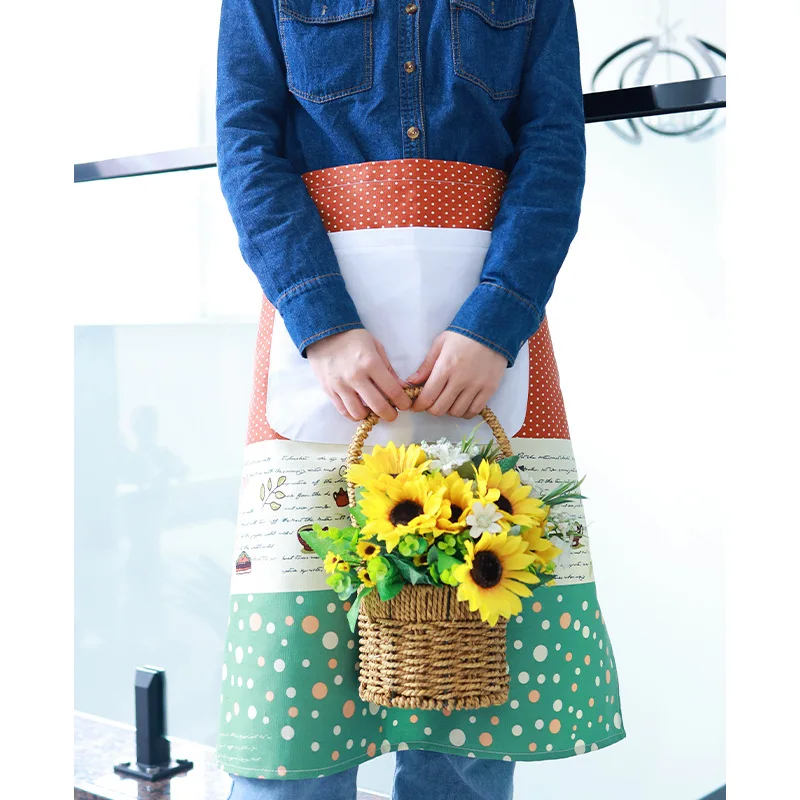 Fashionable half-length apron, household kitchen, catering, oil and dirt prevention, lovely cotton and linen work clothes, apron