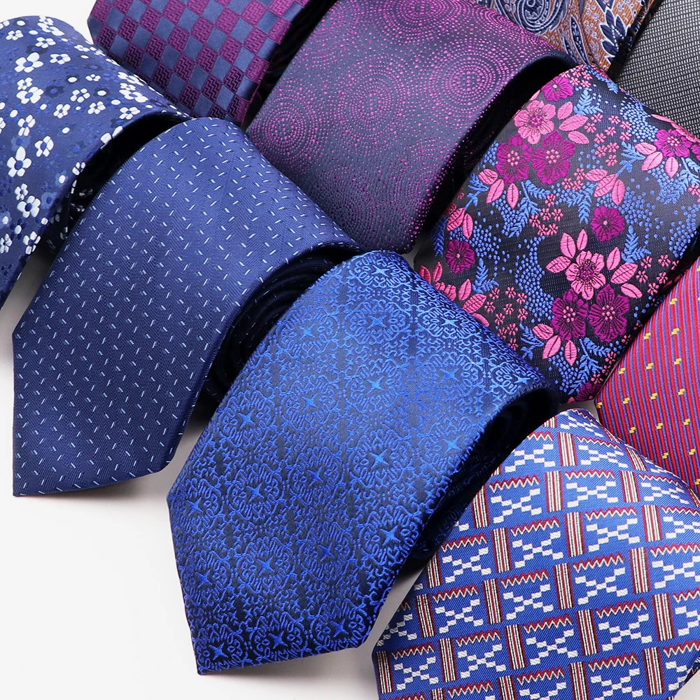 Floral Polyester Printed Necktie Purple Blue Tie Skinny Tuxedo Suit Shirt Gifts For Daily Wear Wedding Party Men Accessory Gift