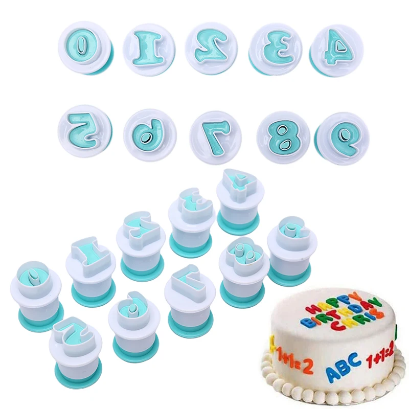 35pcs/24pcs Alphabet Number Cake Molds Cakes Sugar Paste Letter Cookies Cutter Words Press Stamp Baking Embossing Mould DIY Cake