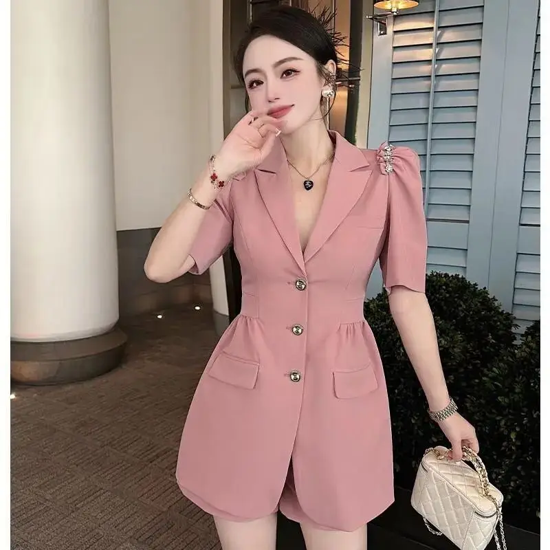 2024 Spring/Summer Korean Edition New Suit Shorts High end Design Royal Sister Style Small and Versatile Two Piece Set