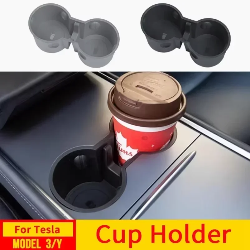 

For Tesla Console Cup Holder Insert-Upgrade 2021-2023 Tesla Model 3/Y Accessories Anti-Slip Silicone Center Consoles Cup Holder