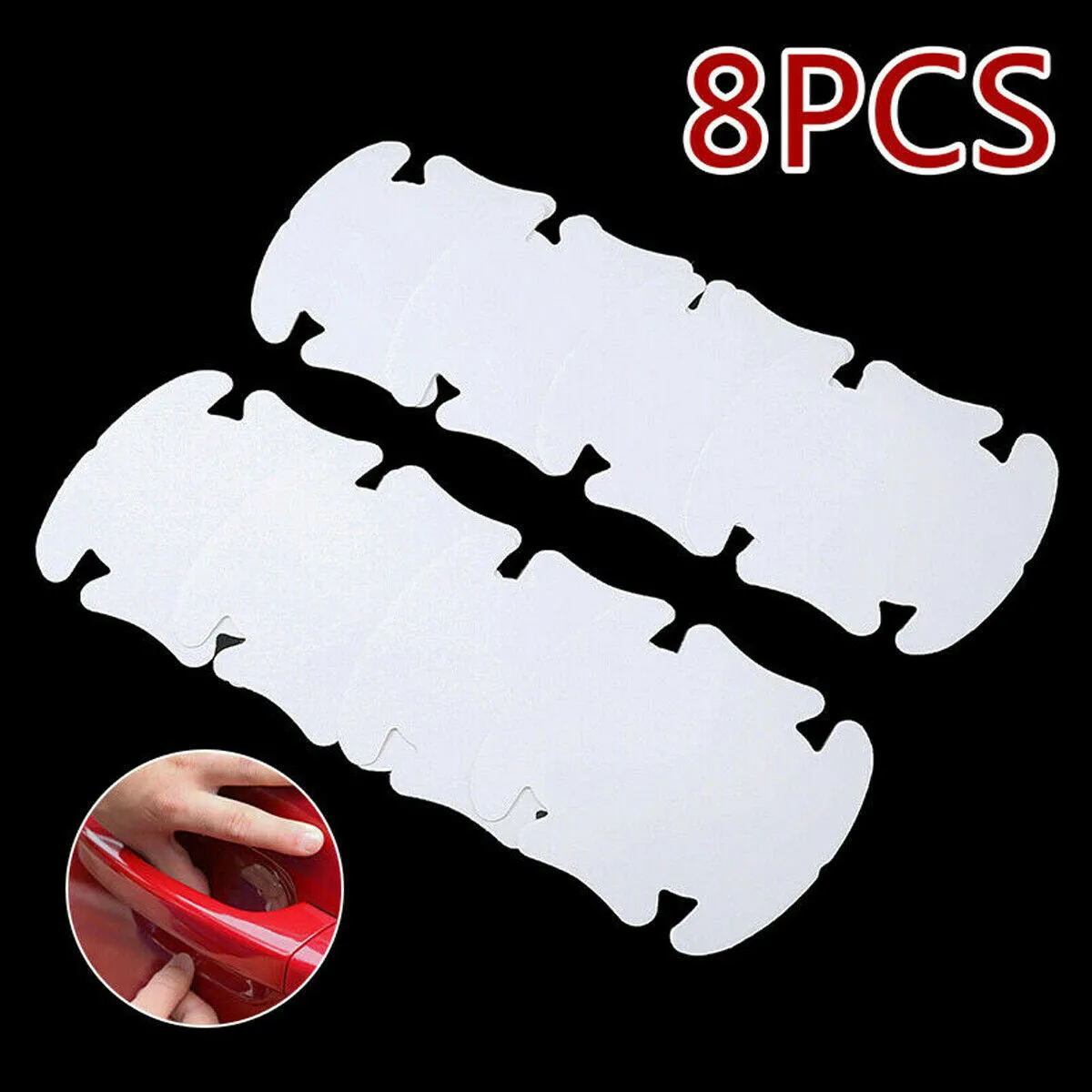 Fiber Vinyl Car Door Handle Protective Film Film Transparent 8.5cm X 9.5cm Guard Invisible Paint Scratch Sheet 8pcs