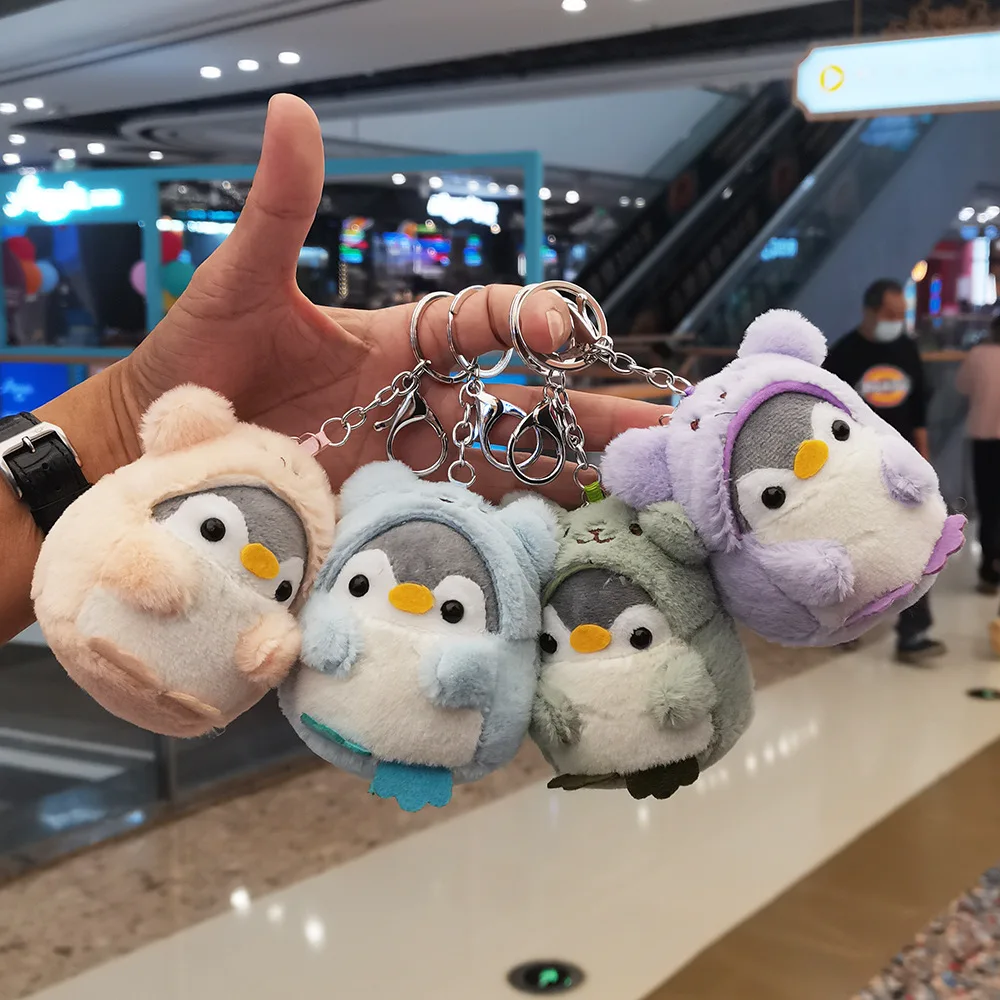 Lucu boneka Penguin gantungan kunci gadis kartun gantungan kunci mobil Kawaii tas wanita aksesoris kreatif kartun boneka mewah gantungan kunci