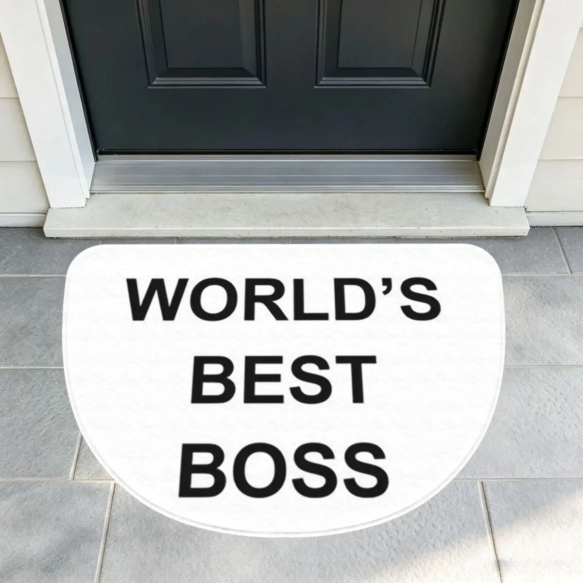 Worlds Best Boss The Office Dunder Mifflin Flannel Half Round Doormat Non Slip Bathroom Mat Absorbent Floor Carpet for Garage