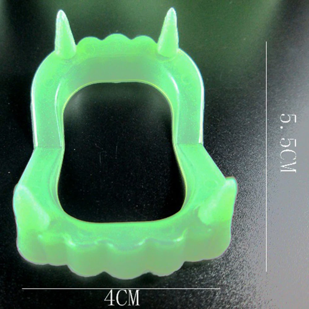 5 Stuks Vampier Nep Tanden Gloeien Lichtgevende Kunstgebit Licht Op Mond Beugels Weerwolf Zombie Hoektanden Halloween Feest Make-Up Cosplay Prop