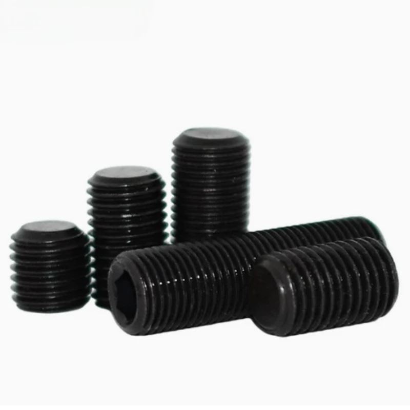 10-100pcs M5 M6 M8 M10 M12 M14 M16 DIN913 Black Grade 12.9 Steel fine tooth hexagonal flat end set screw Length 4mm-40mm