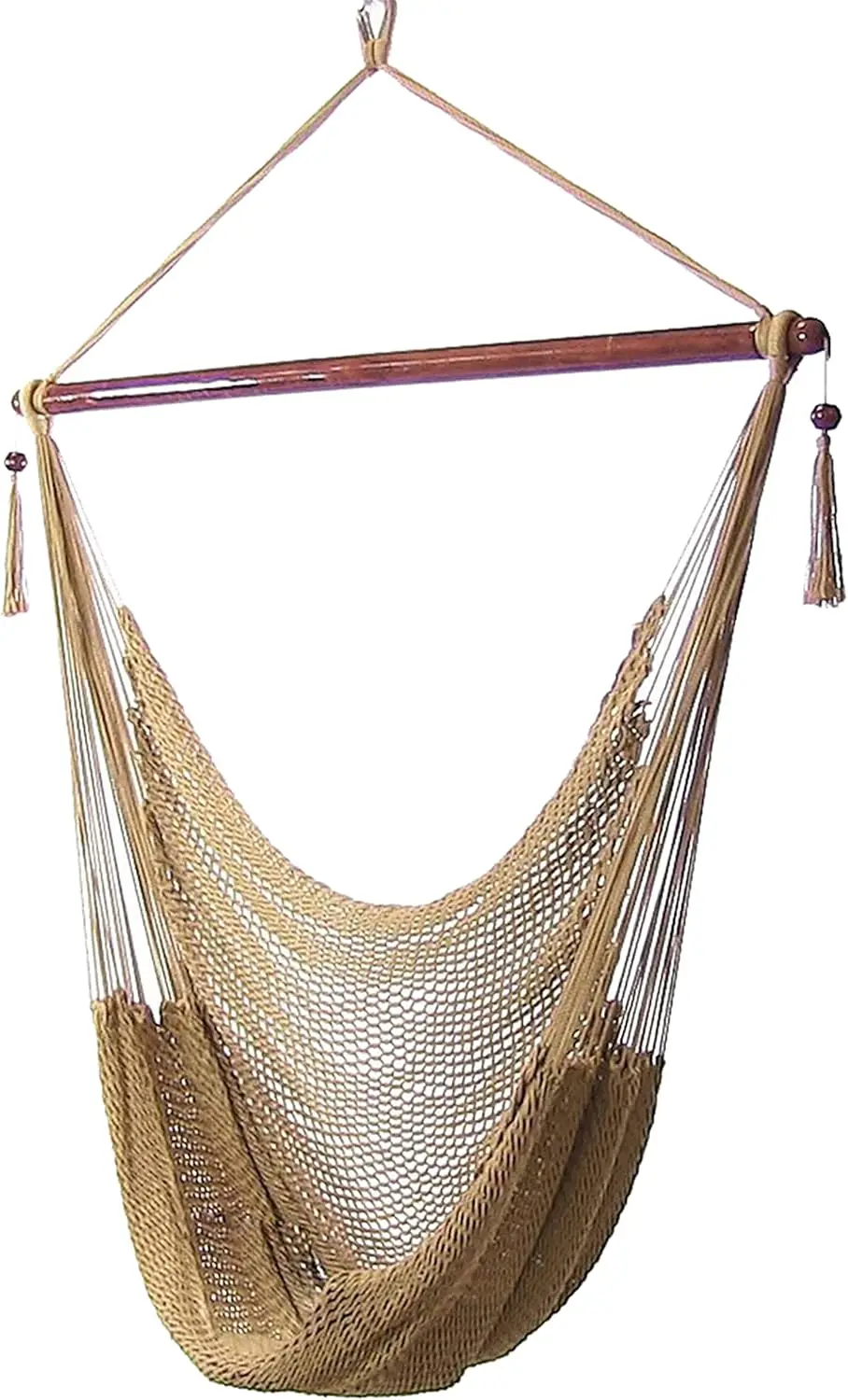

Outdoor Hanging Hammock Chair Swing - Soft Polyester Rope - XL Tan for Indoor/Outdoor Relaxation