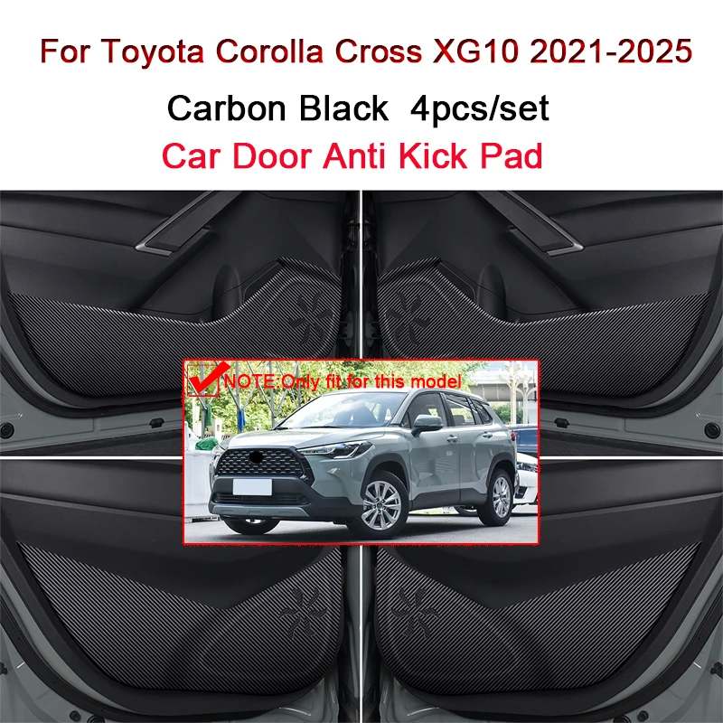 For Toyota Corolla Cross XG10 2021-2024 2025 Car Door Anti Kick Pad Carbon Fiber Leather Texture Anti Dirt Protective Sticker