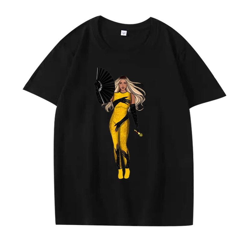 

Классические футболки с рисунком Beyoncé, новинка 2025 года, мужская и женская уличная одежда больших размеров из 100% хлопка с короткими рукавами, летняя рубашка унисекс с принтом