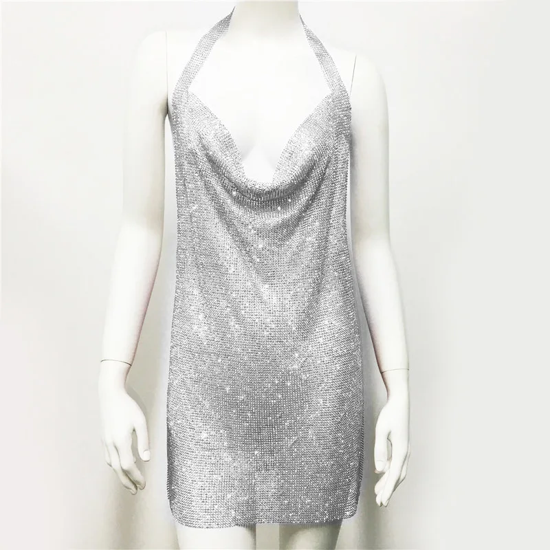 Robe de soirée longue fendue à paillettes pour femmes, col en V profond, licou à paillettes, plusieurs couleurs, robe de soirée unique, le plus récent, en stock