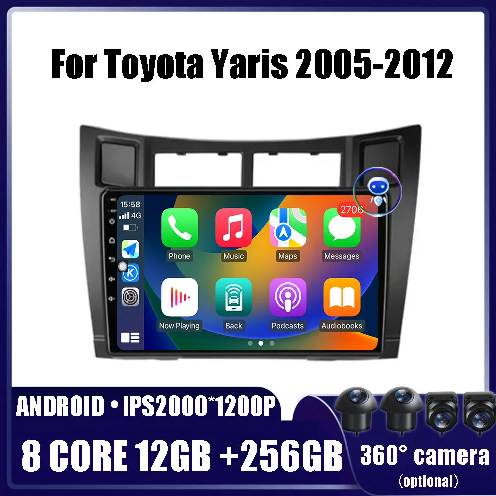 

ОС Android для Toyota Yaris 2005 2006-2012 Мультимедийный видеоплеер 9-дюймовый автомобильный радиоприемник с навигацией стерео GPS без DSP WIFI 4G 2 Din