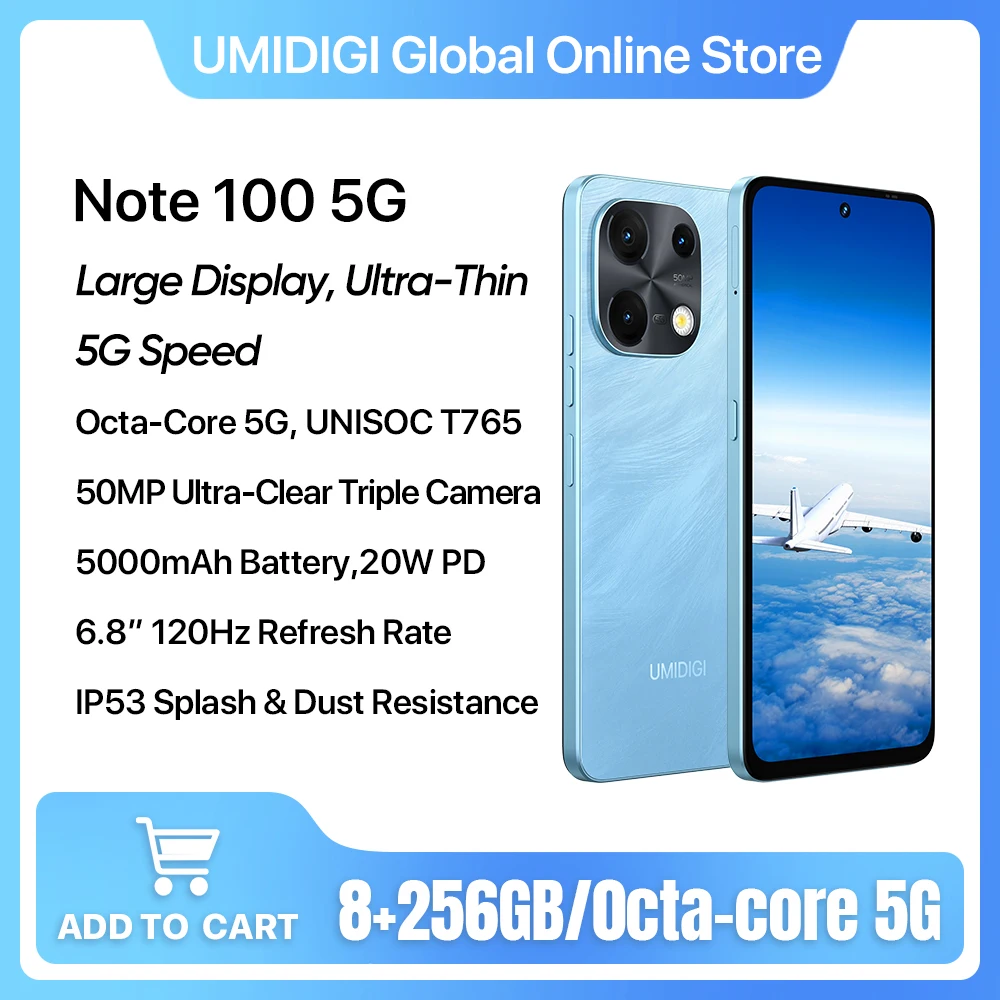 Смартфон UMIDIGI Note 100, 5G, Android 14,UNISOC T765, 6 ГБ/8 ГБ ОЗУ, 128 ГБ/256 ГБ ПЗУ, 5000 мАч, сотовый телефон 6,8 дюйма, 120 Гц HD + 50 МП