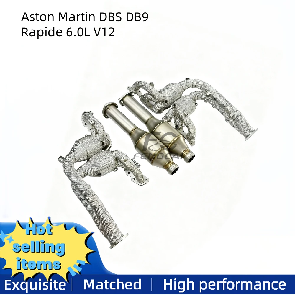

Высокопроизводительная головка выпускного коллектора для Aston Martin DBS DB9 Rapide 6.0L V12, водосточная труба выхлопной системы с теплозащитным экраном