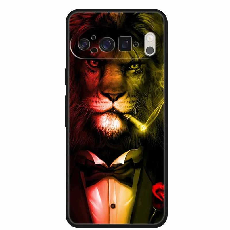 Per Google Pixel 9 Pro Custodia per cellulare Protezione di lusso Custodia morbida in silicone per Google Pixel 9Pro Animal Lions Tigers Nero Funda