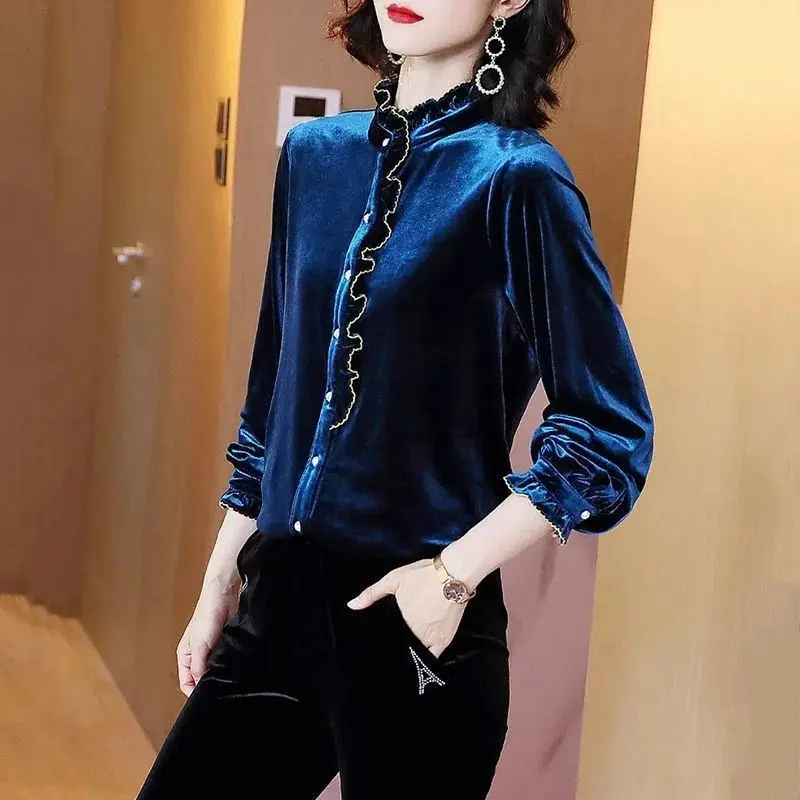 

Warm Velvet Irt Women's Autumn Faion Large Size Outerwear Long Sve Casual Sle Breathable Skin-friendly Outdoor Wear TT1244