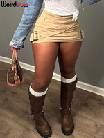 Weird Puss Cross Sexy Frock Skirts Women Button Peach Hip 2024 Summer Trend Solid Wild Streetwear Hipster Chic Mini Skirt Bottom