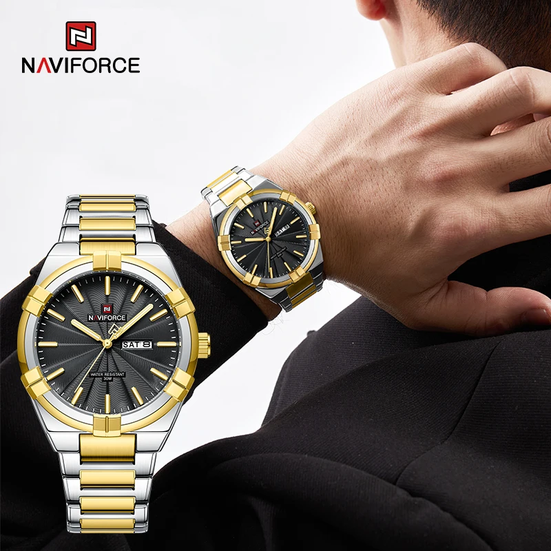 NAVIFORCE Fashion Design Original Quartz Watches for Men Luxury Waterproof Stainless Steel Casual Wristwatch