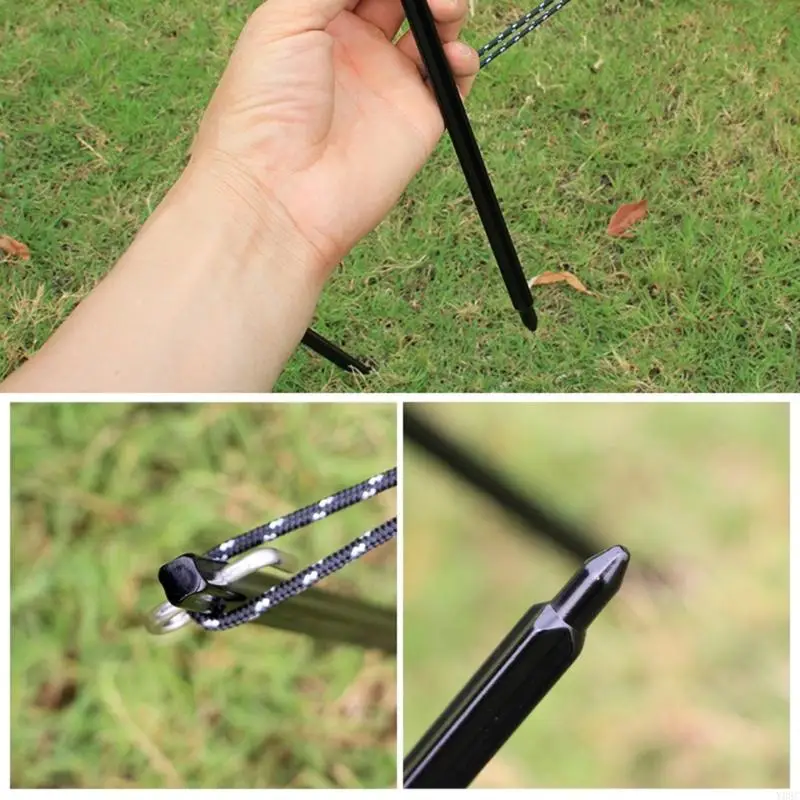 

Y08C 4Pcs Long Tent Peg Aluminum Alloy Tent Stakes Firm Tent Hook Ground Anchors Peg