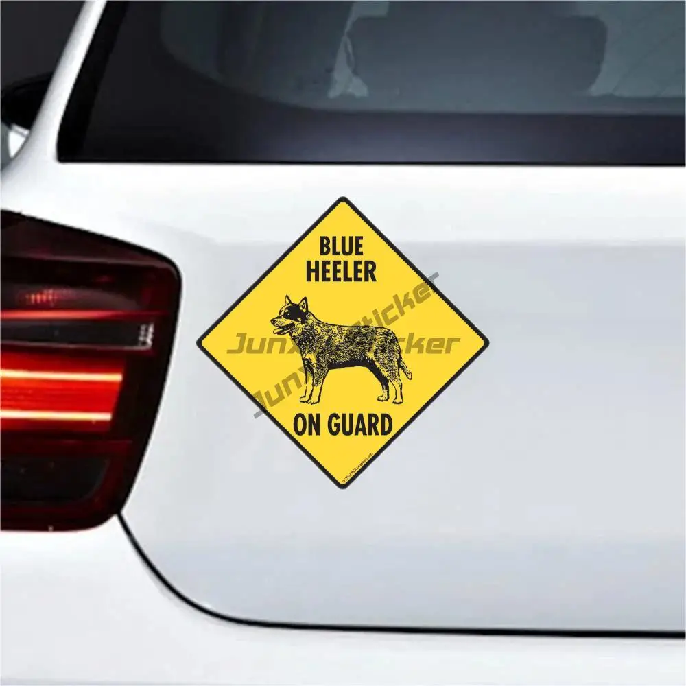 Warning! Blue Heeler On Guard Dog Tag or Vinyl Sticker Scratch Proof Sunscreen