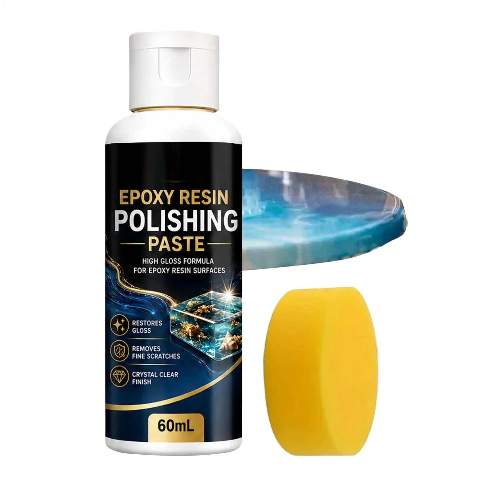 Polishing Paste for Epoxy Resin 60ml Long Lasting Sanding Paste with Sponge Epoxy Resin Scratch Removal Wax for Jewelry