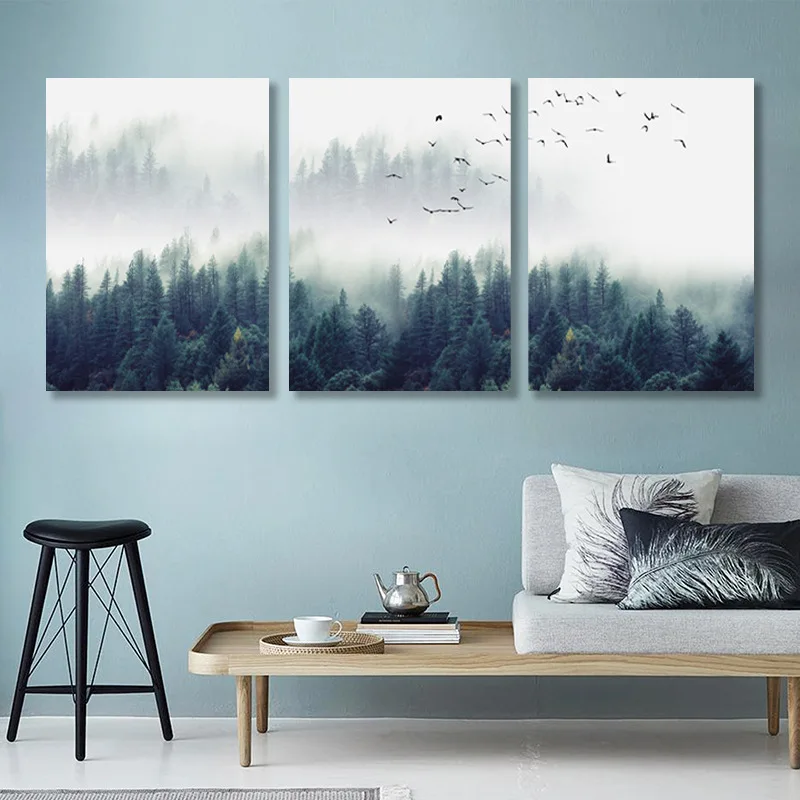 

Mist forest living room decorative painting ins wind frameless hanging painting canvas painting