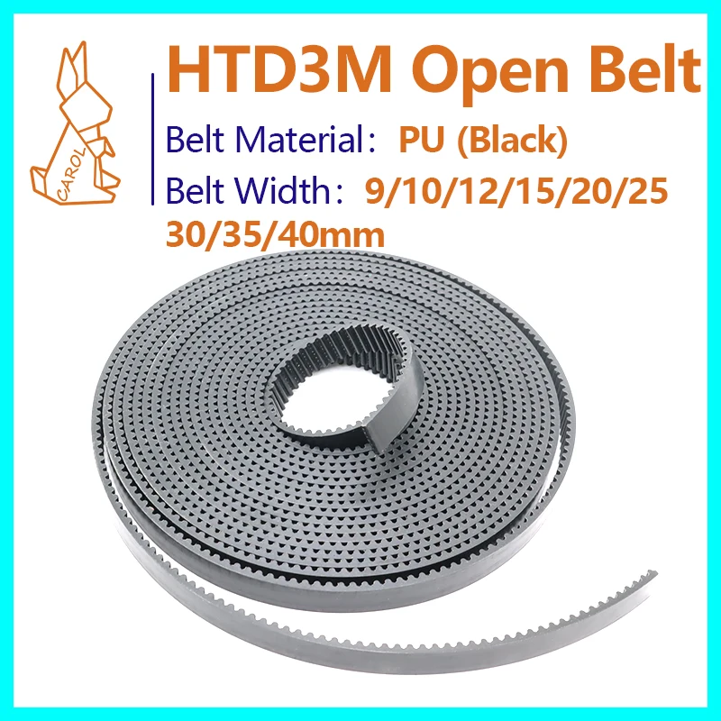 HTD 3M Open Synchronous Belt HTD3M Timing Belt Polyurethane Steel PU 3M Open Belt Width 9 10 15 20 30mm PU with Steel Core Belt