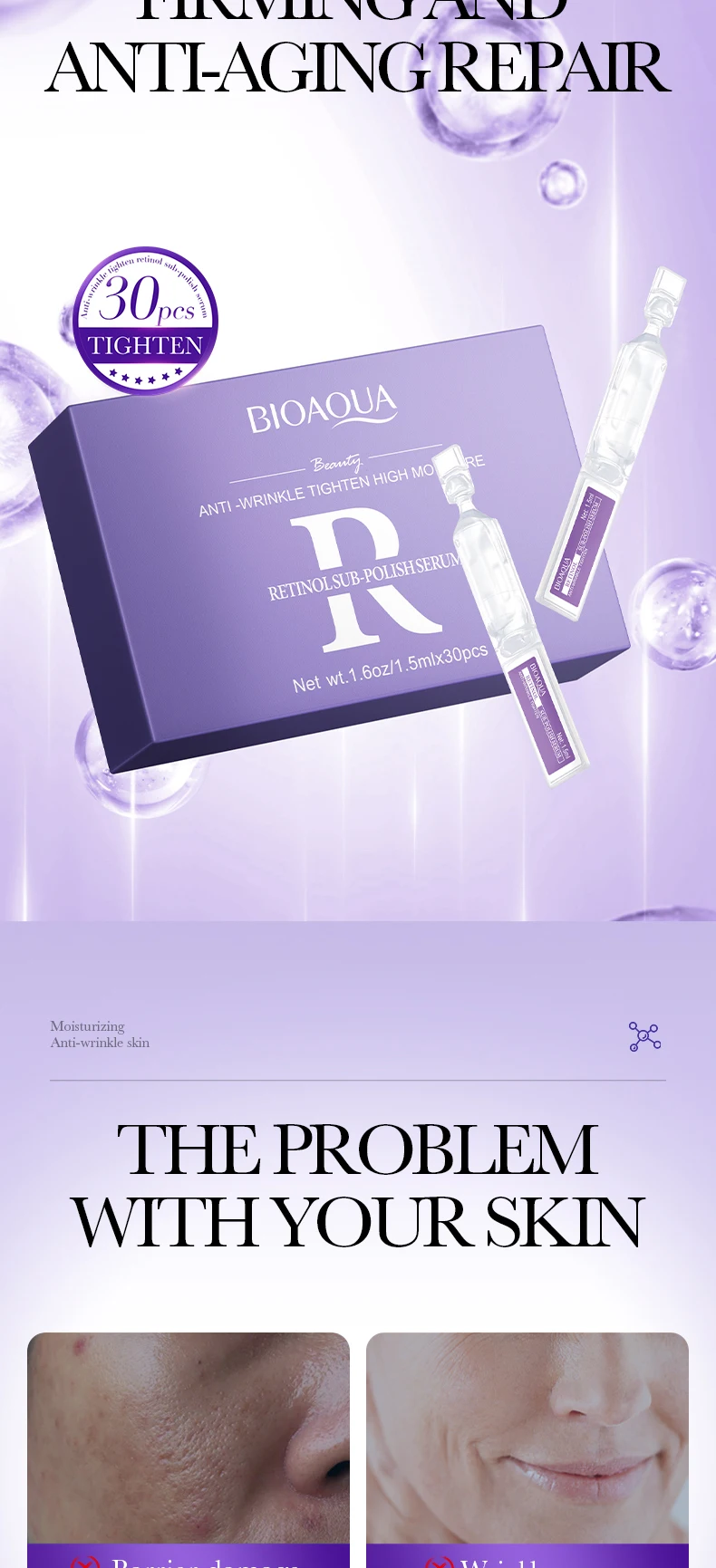 Vitamin C Retinol Essenz Flüssigkeit Hyaluronsäure Sub-Polish Essenz Feuchtigkeitsspendend Anti-Falten Straffend Feine Linien Verblassen Hautpflege – Detail 12